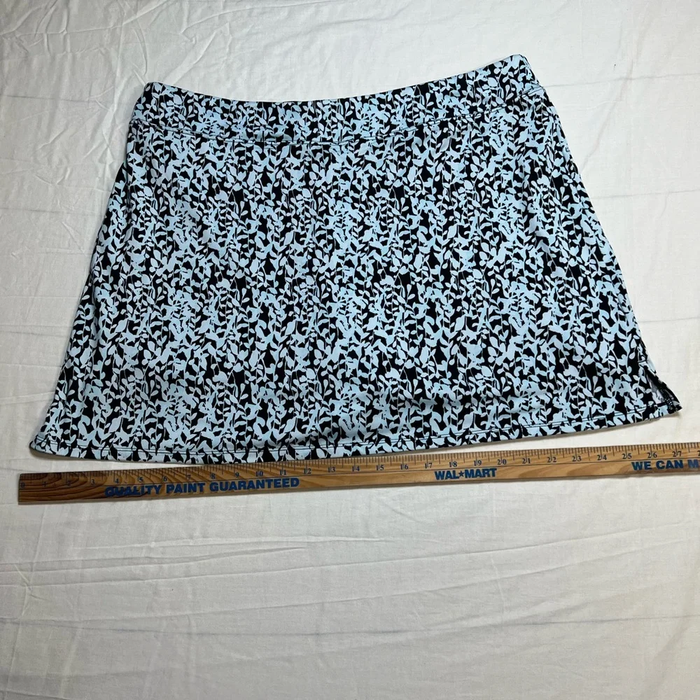 Tranquility Skort Skirt Size 2XL Tapestry Black  mint Blue Leafy pull on Stretch - Picture 7 of 8